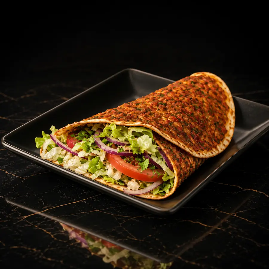 Lahmacun mit frischem Salat