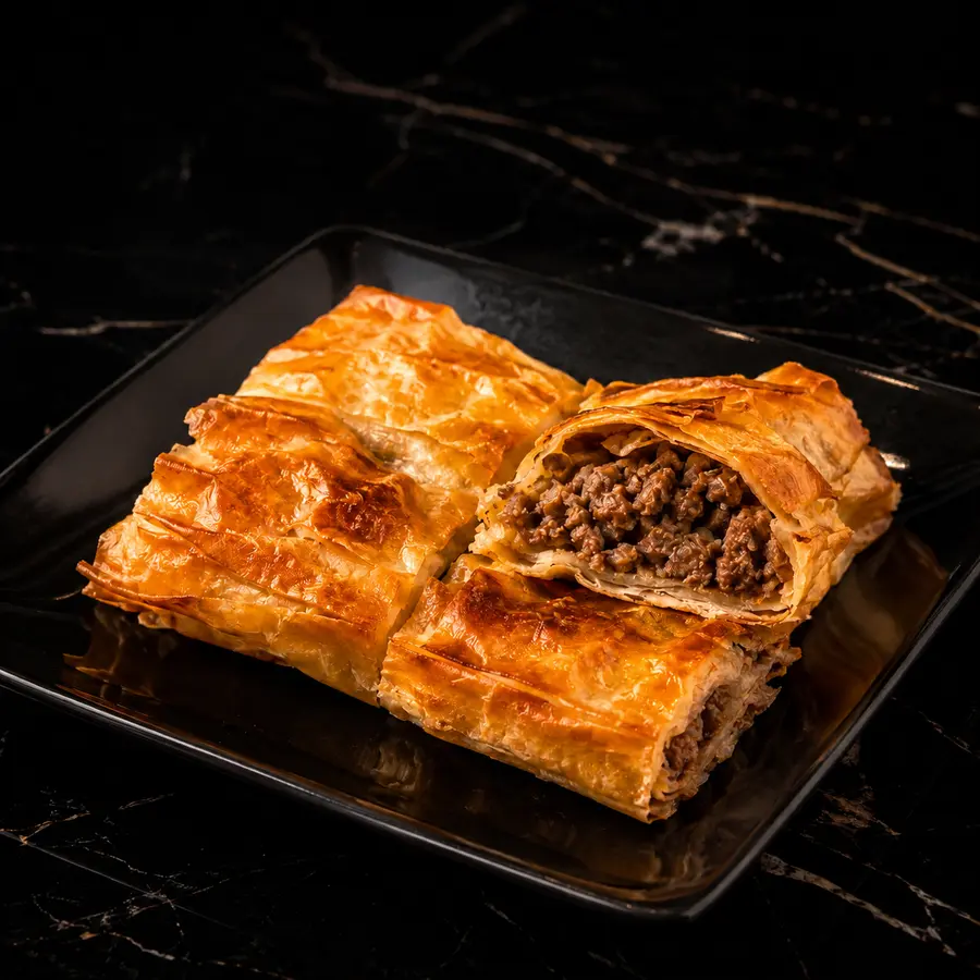 Goldbrauner Börek mit Hackfleischfüllung