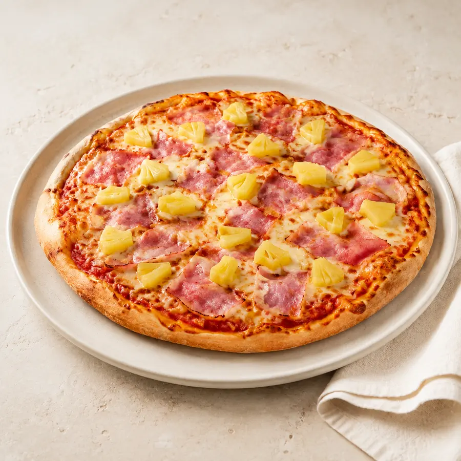 Pizza Hawaii mit Vorderschinken und Ananas