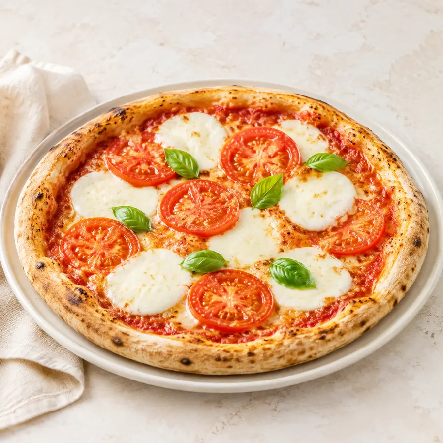 Pizza Mozzarella mit Mozzarella und Tomatenscheiben