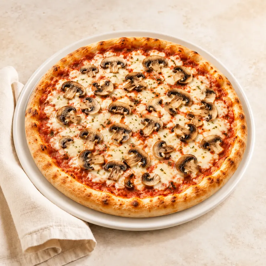 Pizza Funghi mit frischen Champignons