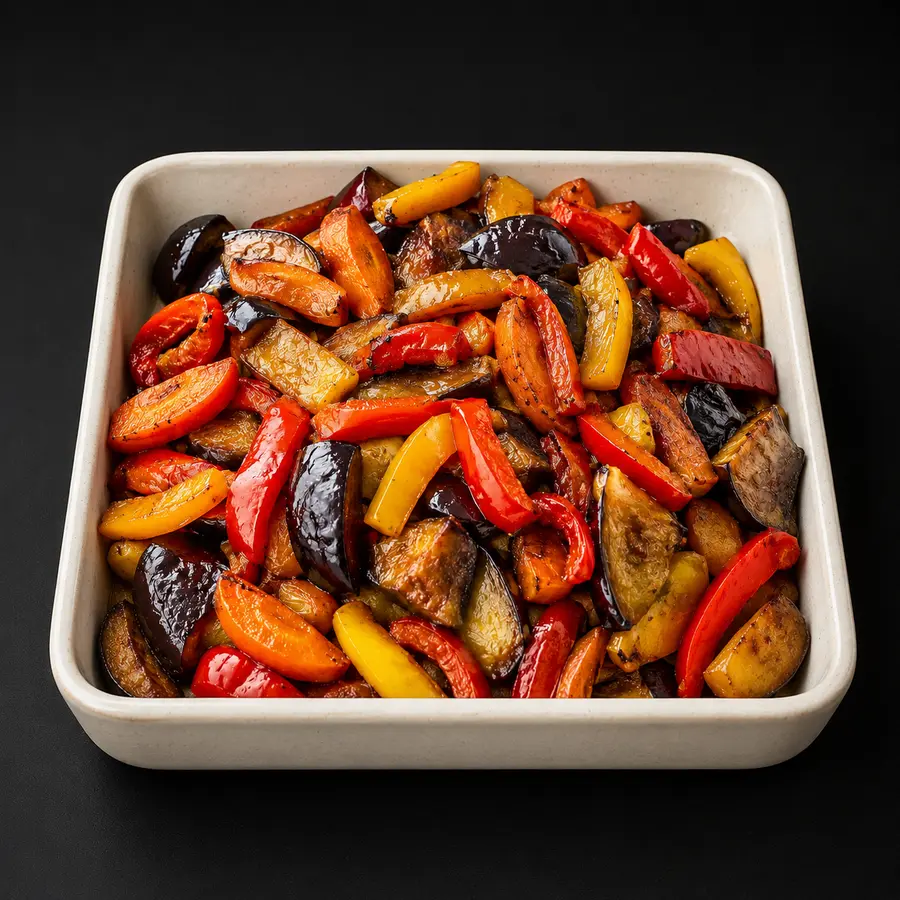 Gegrillte Gemüsemischung mit Aubergine, Karotte und Paprika